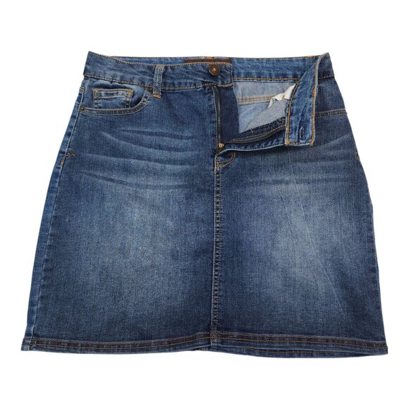 Bit & Bridle Womens Denim Mini Skirt Size 4 Blue Cotton Blend Stretch - Picture 2 of 9